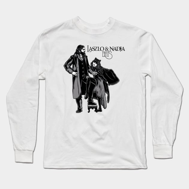 LASZLO AND NADJA BATS BLACK WHITE Long Sleeve T-Shirt by LALABATIK